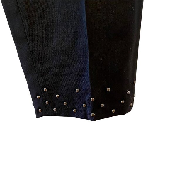 The Kooples Womens Stretch Smocking Pants Black Pockets Stud Wool 4/M 38 New - Picture 6 of 12